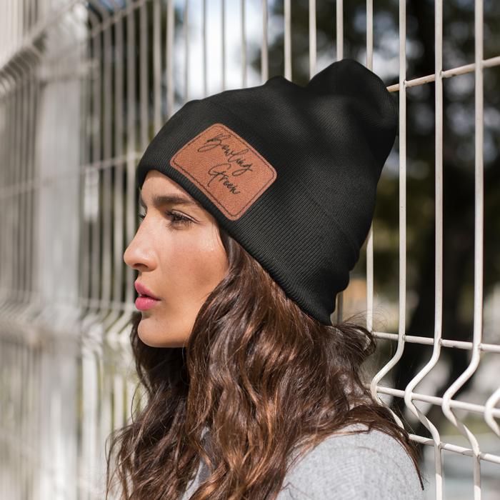 Customized Leatherette Patch Beanie