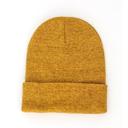 Heather Mustard Yellow Customized Leatherette Patch Beanie