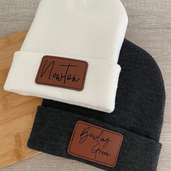 Customized Leatherette Patch Beanie