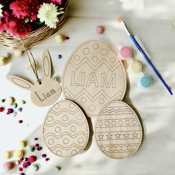 Personalized Easter Egg Painting Set & Custom Basket Tag