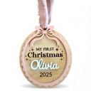  Personalized My First Christmas Ornament 2025, Custom Name Ornament with Bow, Keepsake for Newborn