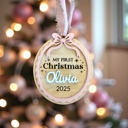  Personalized My First Christmas Ornament 2025, Custom Name Ornament with Bow, Keepsake for Newborn