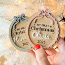  Personalized My First Christmas Ornament 2025, Custom Name Ornament with Bow, Keepsake for Newborn