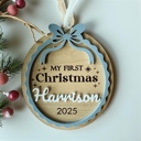  Personalized My First Christmas Ornament 2025, Custom Name Ornament with Bow, Keepsake for Newborn
