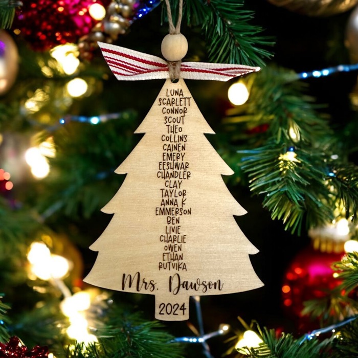 Personalized Teacher Ornament with Class names