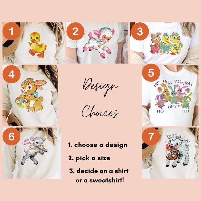 Vintage Inspired Easter Spring Tees and Sweatshirts