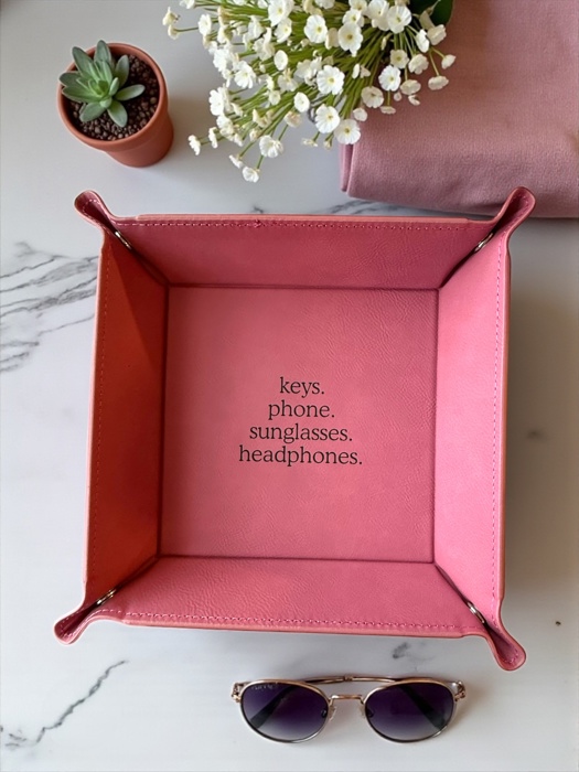 Custom Vegan Leather Organizer Valet Tray, Personalized Catch All Tray, By the door caddy