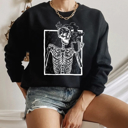  Skeleton Drinking Coffee Sweatshirt