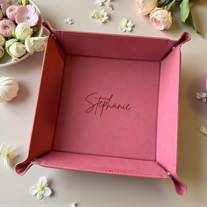 Custom Vegan Leather Organizer Valet Tray, Personalized Catch All Tray, By the door caddy