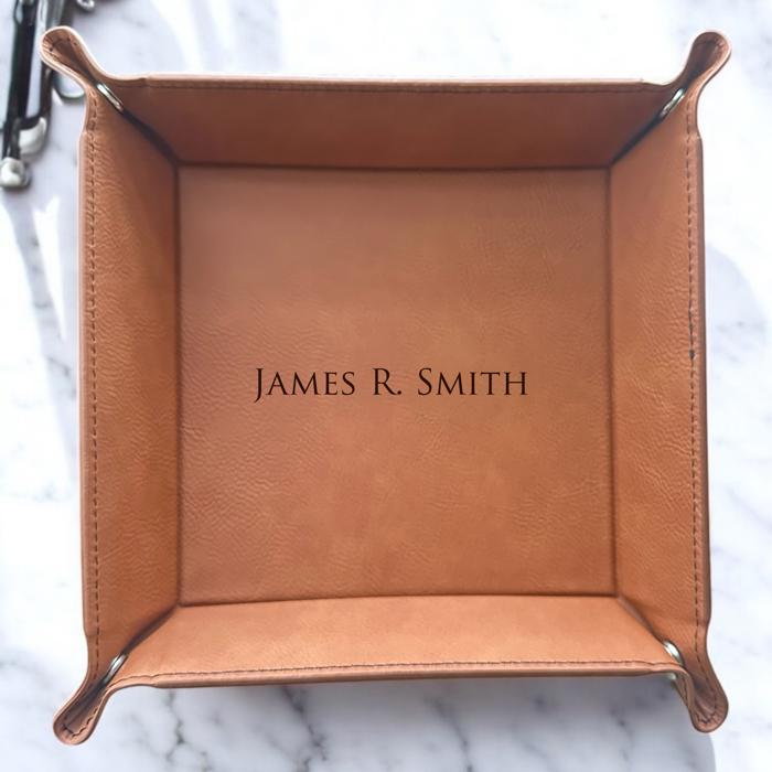 Custom Vegan Leather Organizer Valet Tray, Personalized Catch All Tray, By the door caddy