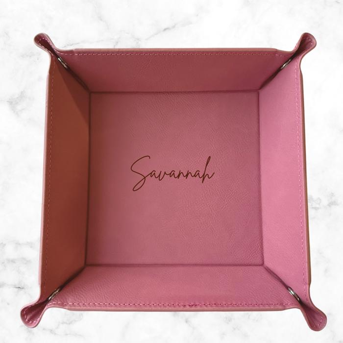 Custom Vegan Leather Organizer Valet Tray, Personalized Catch All Tray, By the door caddy