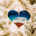  Christmas Ornament, Heart Shaped Beach Ocean Christmas Decor