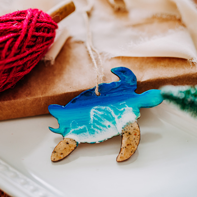 Sea Turtle Coastal Christmas Ornament