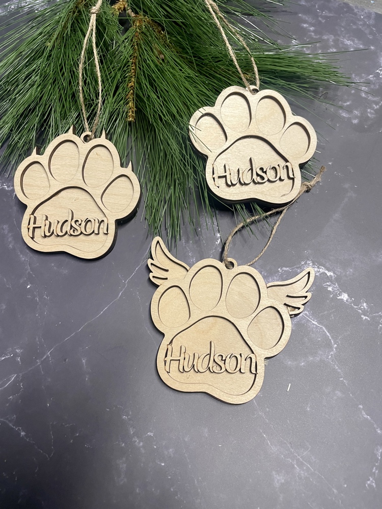 Personalized Pet Christmas Ornament, Dog/Cat Name Ornament, Memorial Wings Pet Ornament