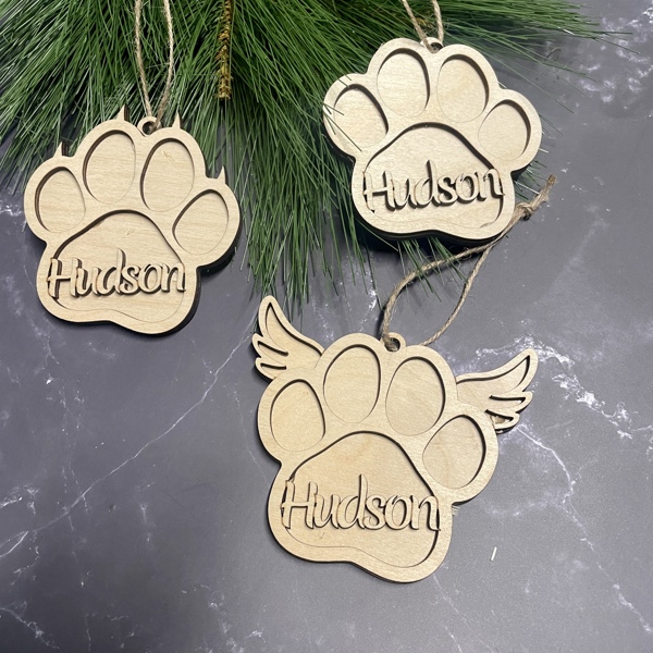 Personalized Pet Christmas Ornament, Dog/Cat Name Ornament, Memorial Wings Pet Ornament