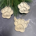  Personalized Pet Christmas Ornament, Dog/Cat Name Ornament, Memorial Wings Pet Ornament