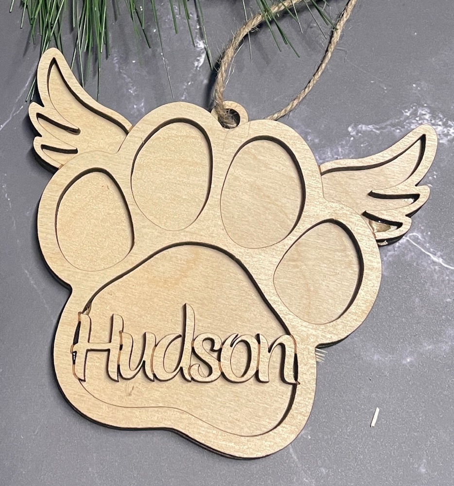 Personalized Pet Christmas Ornament, Dog/Cat Name Ornament, Memorial Wings Pet Ornament