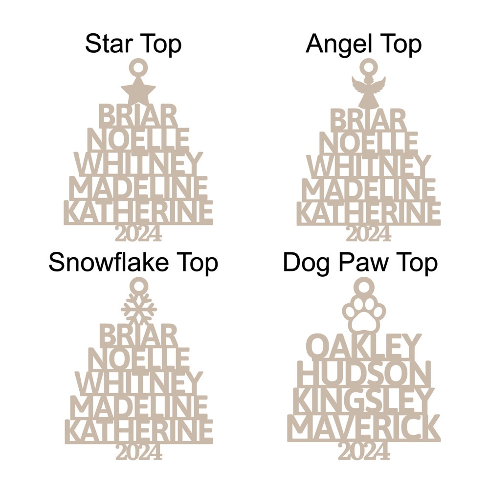 Family Name Personalized Ornament, Laser Cut Custom Name Christmas Decor