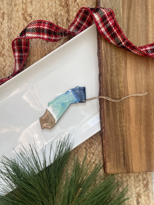 State Shaped Beach Theme Christmas Ornament