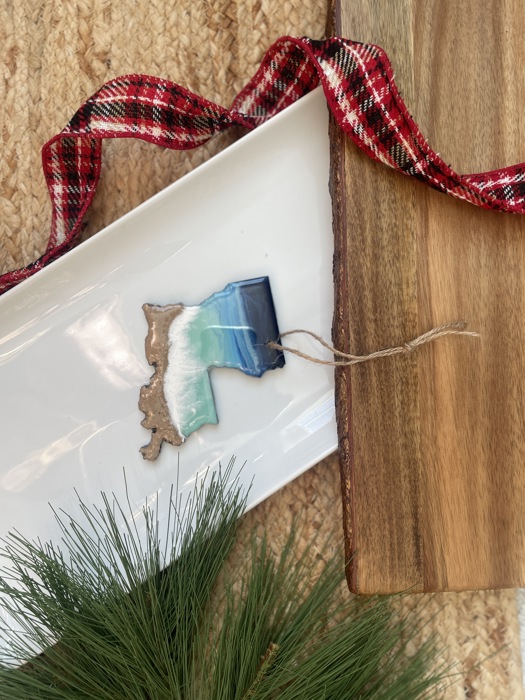 State Shaped Beach Theme Christmas Ornament