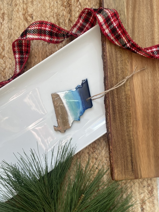 State Shaped Beach Theme Christmas Ornament