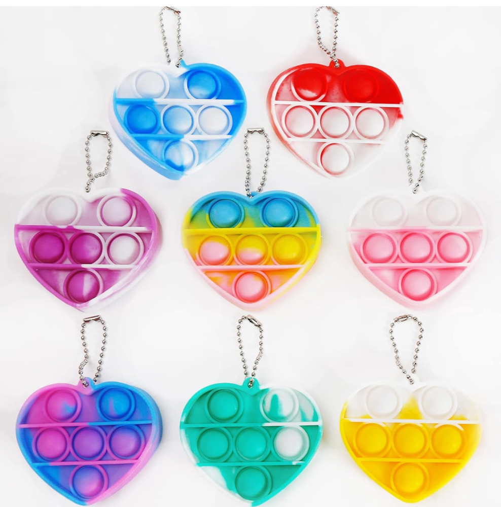 Non-Sugar Pop-It Valentine Keychain Gift | 10 Pack