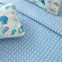 Queen Blue Coral Coastal Seashells Quilt Set