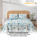 Queen Blue Coral Coastal Seashells Quilt Set