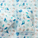 Queen Blue Coral Coastal Seashells Quilt Set