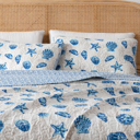 King Blue Shells Coastal Seashells Quilt Set