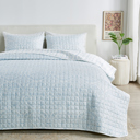 King Blue Floral Floral Inspired Reversible Quilt and Sham Set