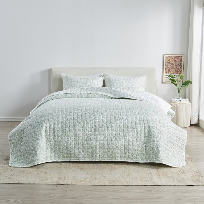 Floral Inspired Reversible Quilt and Sham Set