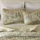 Twin Bear Mountain Scene Forest Printed Lodge Quilt Set with Shams