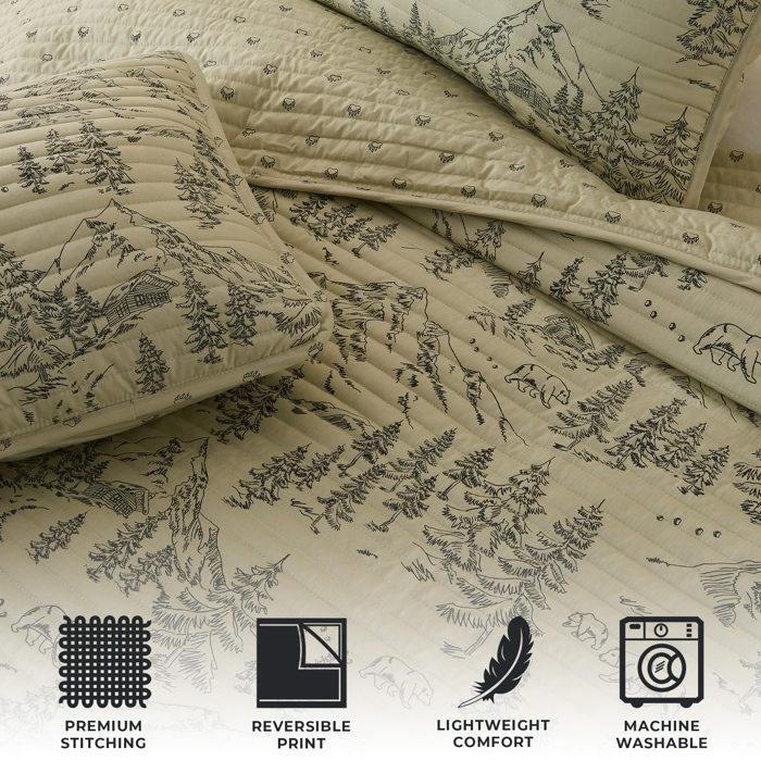 Forest Printed Lodge Quilt Set with Shams