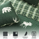 Twin Forest Green Green Wildlife Lodge Quilt Set with Shams