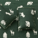 King Forest Green Green Wildlife Lodge Quilt Set with Shams