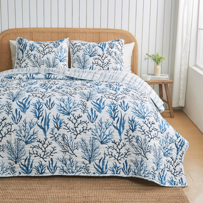 Ultra Soft Coastal Inspired Stitch Quilt Set