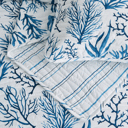 Queen Navy Coral Ultra Soft Coastal Inspired Stitch Quilt Set