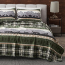 Twin Forest Patchwork Lodge Plaid Quilt Set with Shams