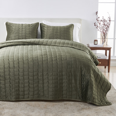 Stitched Velvet Quilt Set