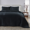 Twin Black Stitched Velvet Quilt Set