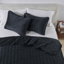 Twin Black Stitched Velvet Quilt Set