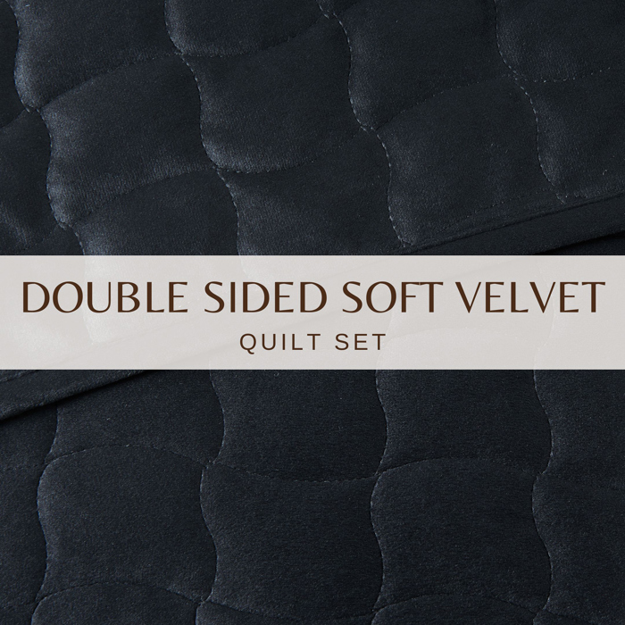 Stitched Velvet Quilt Set