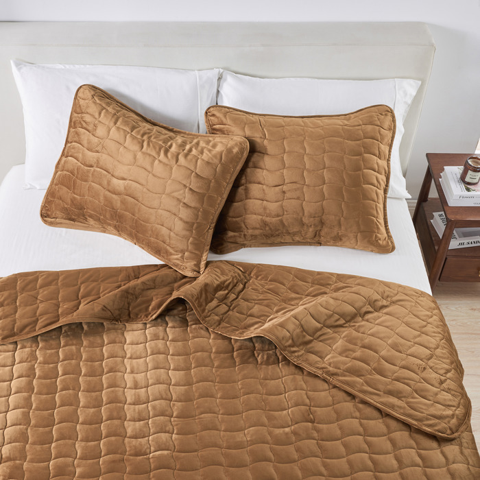 Stitched Velvet Quilt Set