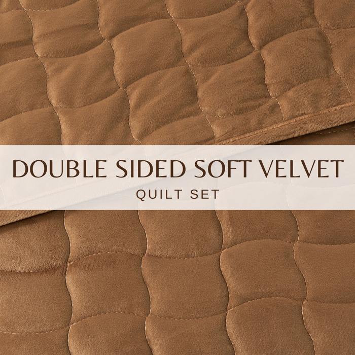 Stitched Velvet Quilt Set