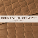 Twin Cognac Stitched Velvet Quilt Set
