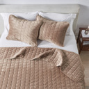 Twin Cappuccino Stitched Velvet Quilt Set