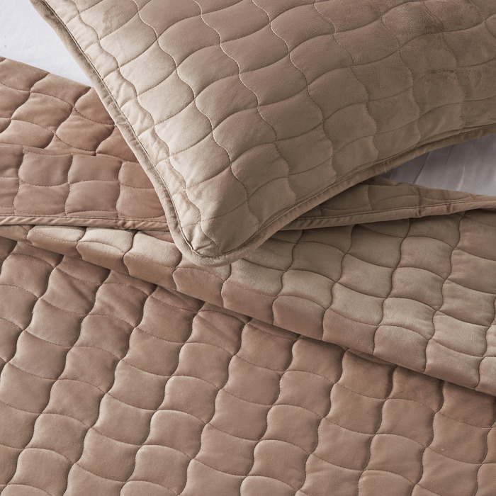 Stitched Velvet Quilt Set
