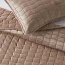 Queen Cappuccino Stitched Velvet Quilt Set