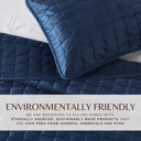 Queen Navy Stitched Velvet Quilt Set